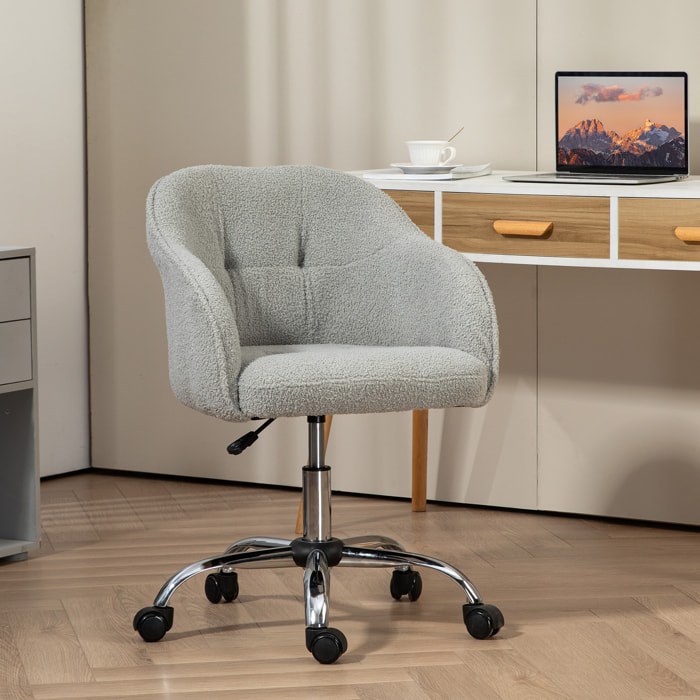 Chaise de bureau tissu bouclette design hauteur réglable pivotante piètement acier gris