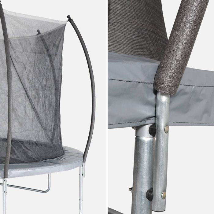 Trampoline rond Ø 490cm gris avec filet de protection intérieur - Jupiter Inner – Nouveau modèle - trampoline de jardin 4.90m 490 cm |Design | Qualité PRO | Normes EU
