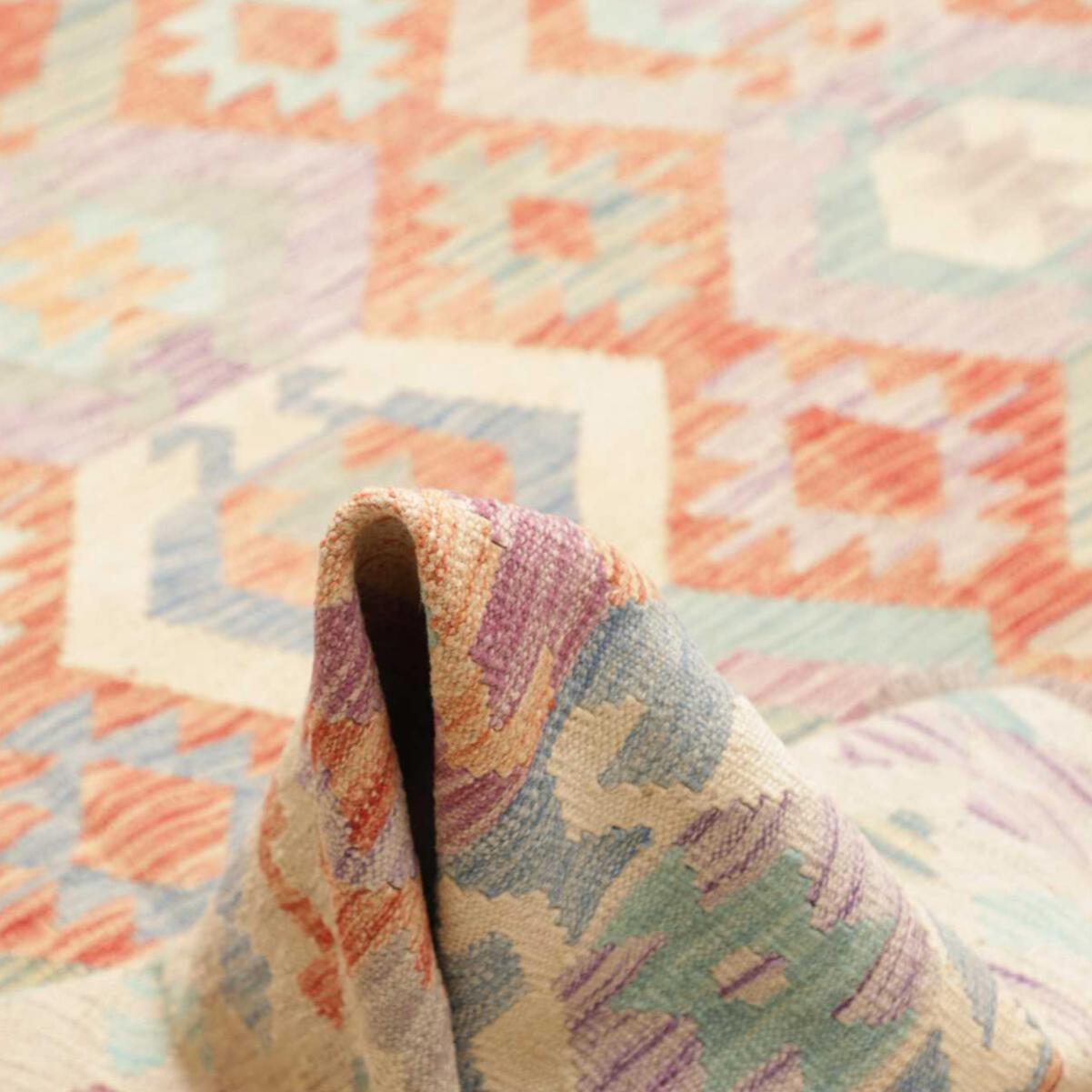 Tapis kilim géométrique, tissé plat en laine, VADOSET