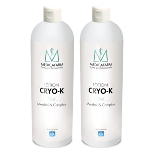 MEDICAFARM - Lotion CRYO-K au Menthol et Camphre - Effet froid - Aide à apaiser les jambes lourdes & Tonifier - Lot de 2 lotions