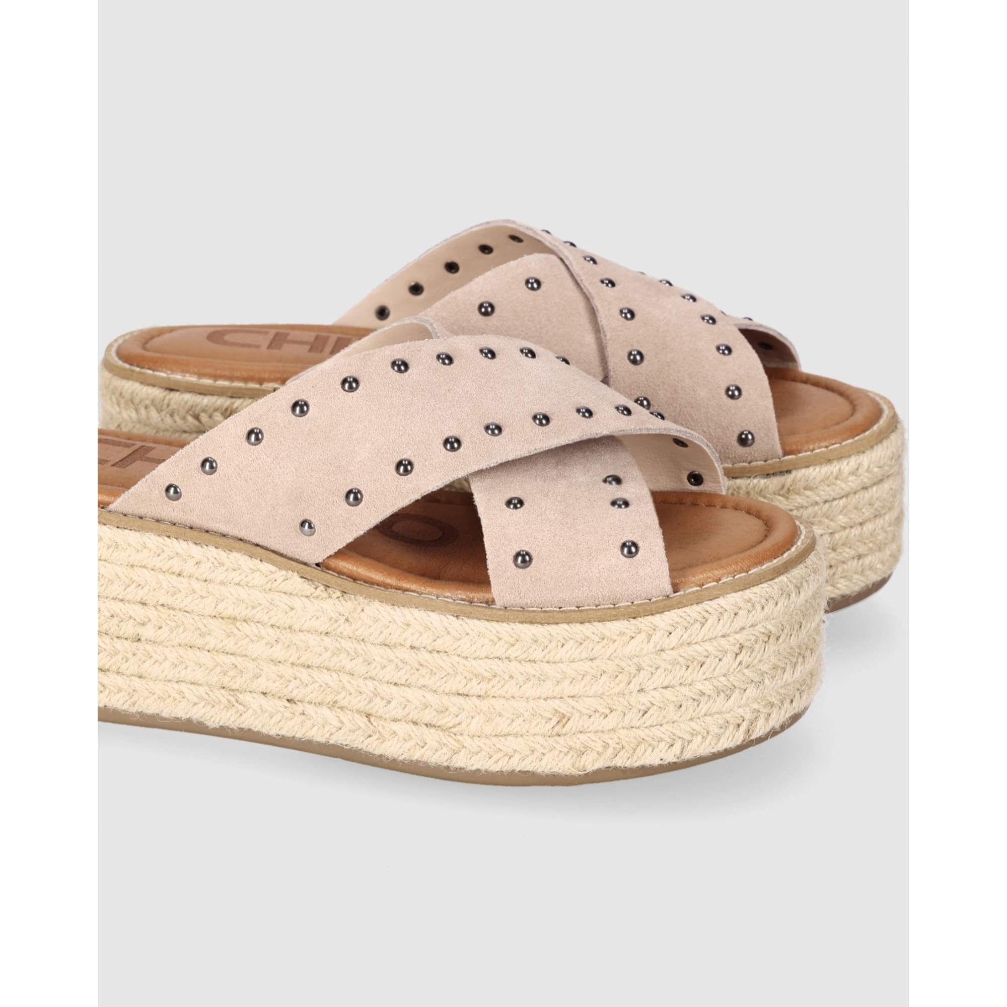 Sandalias de Serraje - Piedra - Tacón: 6 cm