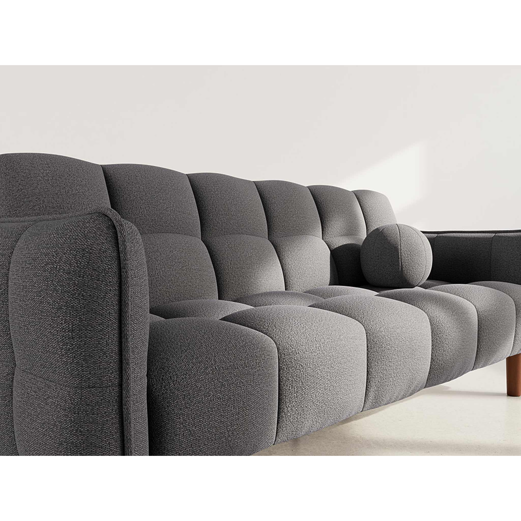 Adam - Canapé convertible clic-clac 2 places en tissu texturé - Gris foncé