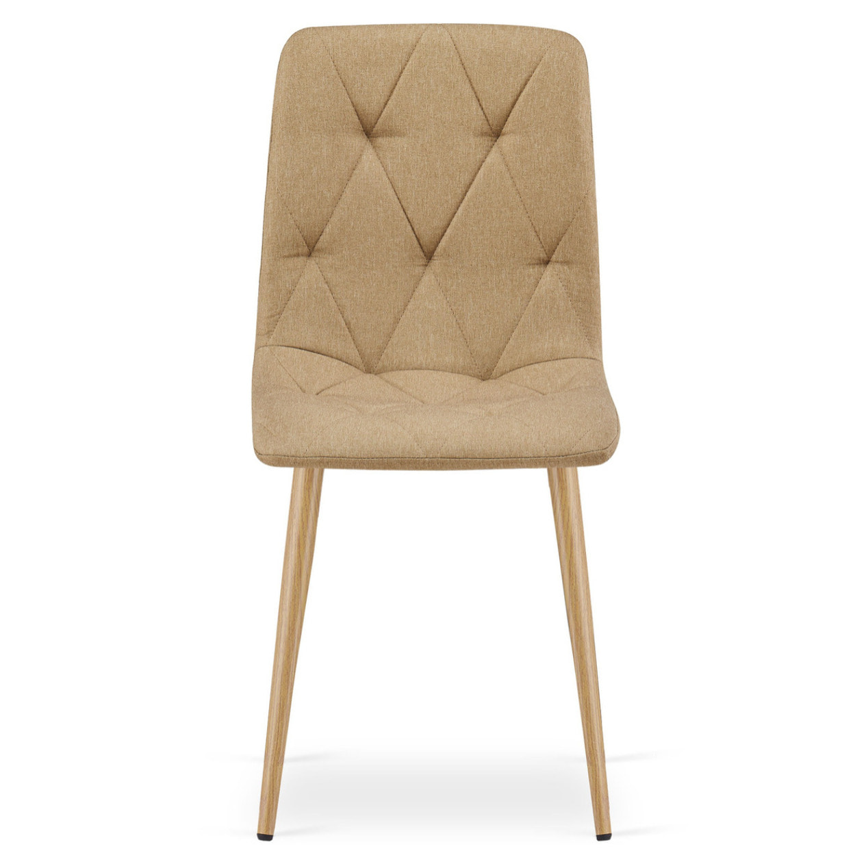 Sedia Libra in tessuto marrone e gambe effetto legno