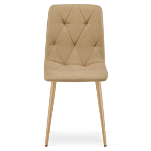 Sedia Libra in tessuto marrone e gambe effetto legno