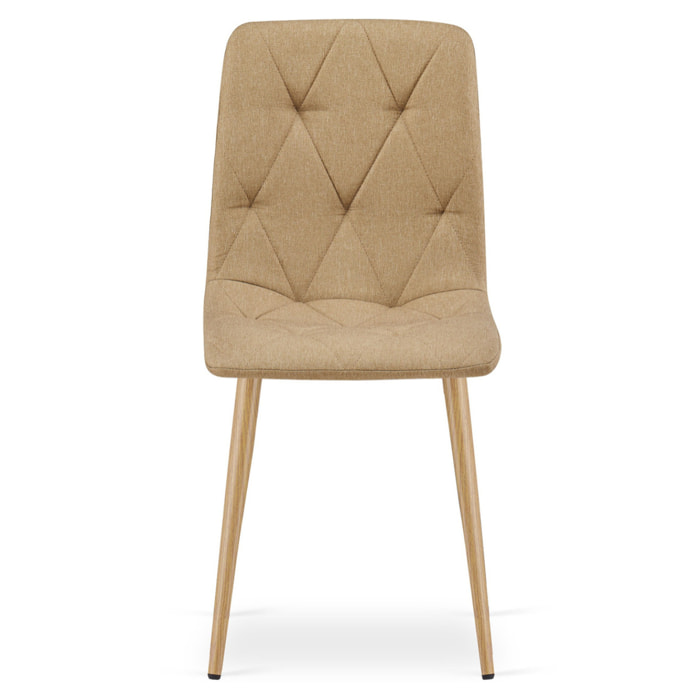 Sedia Libra in tessuto marrone e gambe effetto legno