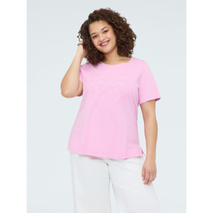 Fiorella Rubino - Camiseta de algodón mood college - Rosa