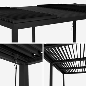 Pergola bioclimatique aluminium et acier 3x6m lames orientables + 2 stores 3m PALACE anthracite