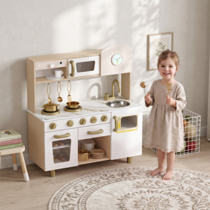 Cuisine enfant bois design rétro équipement et accessoires multiples