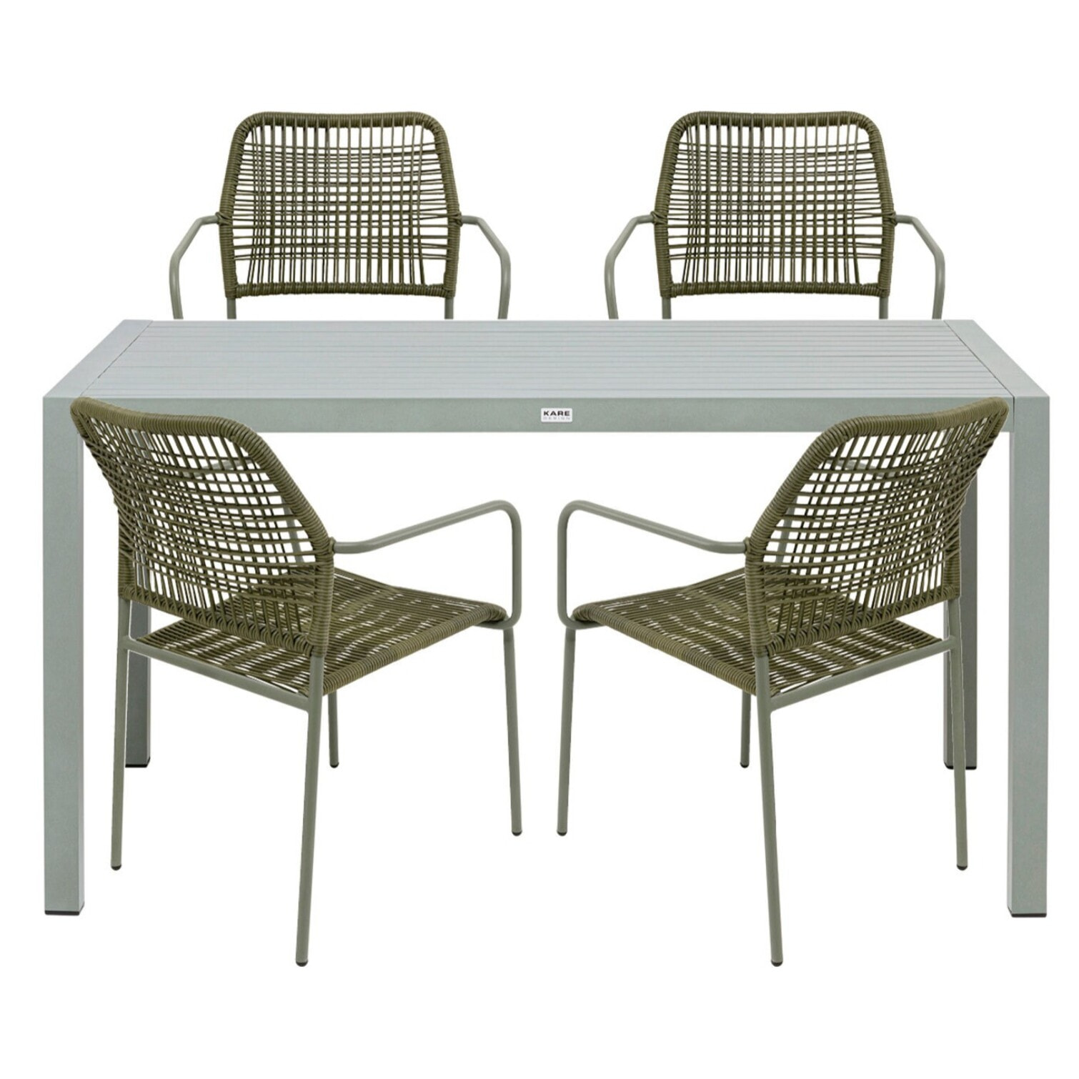 Ensemble de jardin Madagascar table et 4 chaises vertes Kare Design