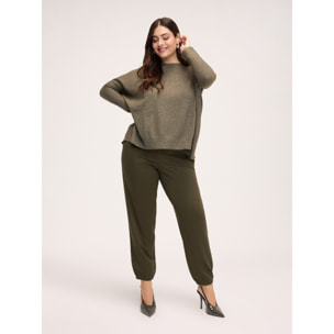 Fiorella Rubino - Pantaloni jogger con vita elastica e polsini a costine - Verde militare