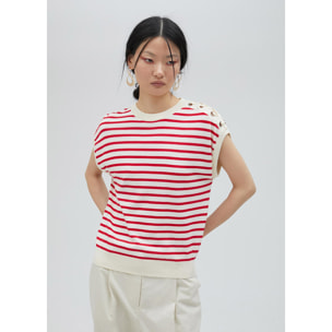 Top a righe con occhielli