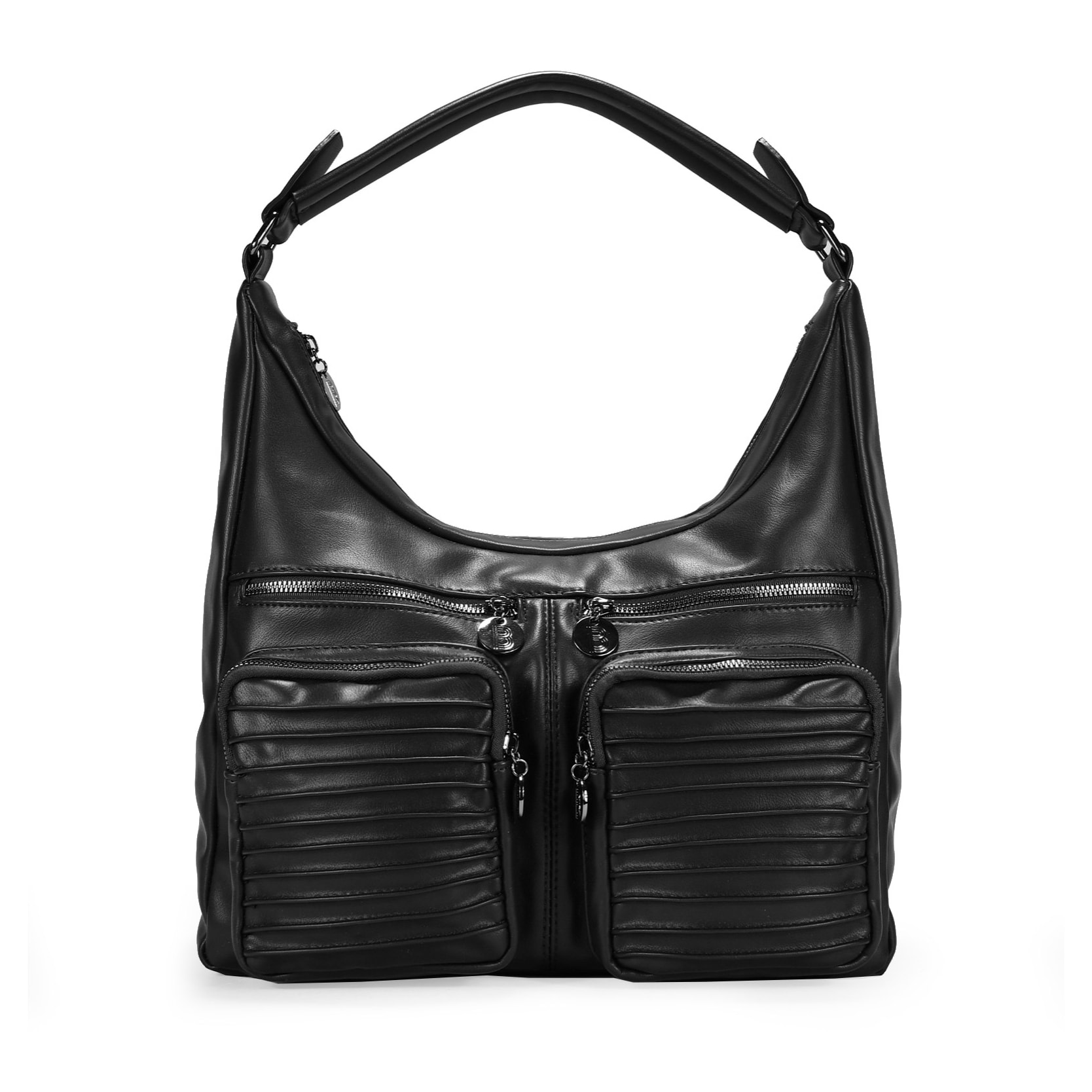 Bolso de hombro negro con bolsillos