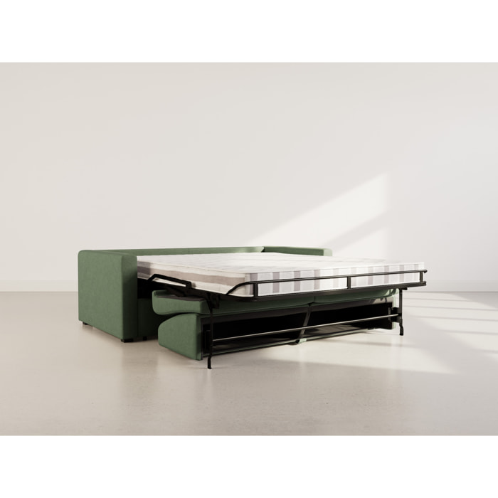 Julia - canapé lit 3 places convertible express couchage quotidien 140 cm matelas 14 cm en tissu - Vert