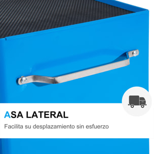 HOMCOM Carro Caja de Herramientas Taller Movil 5 Cajones 4 Ruedas Cerradura Color Azul