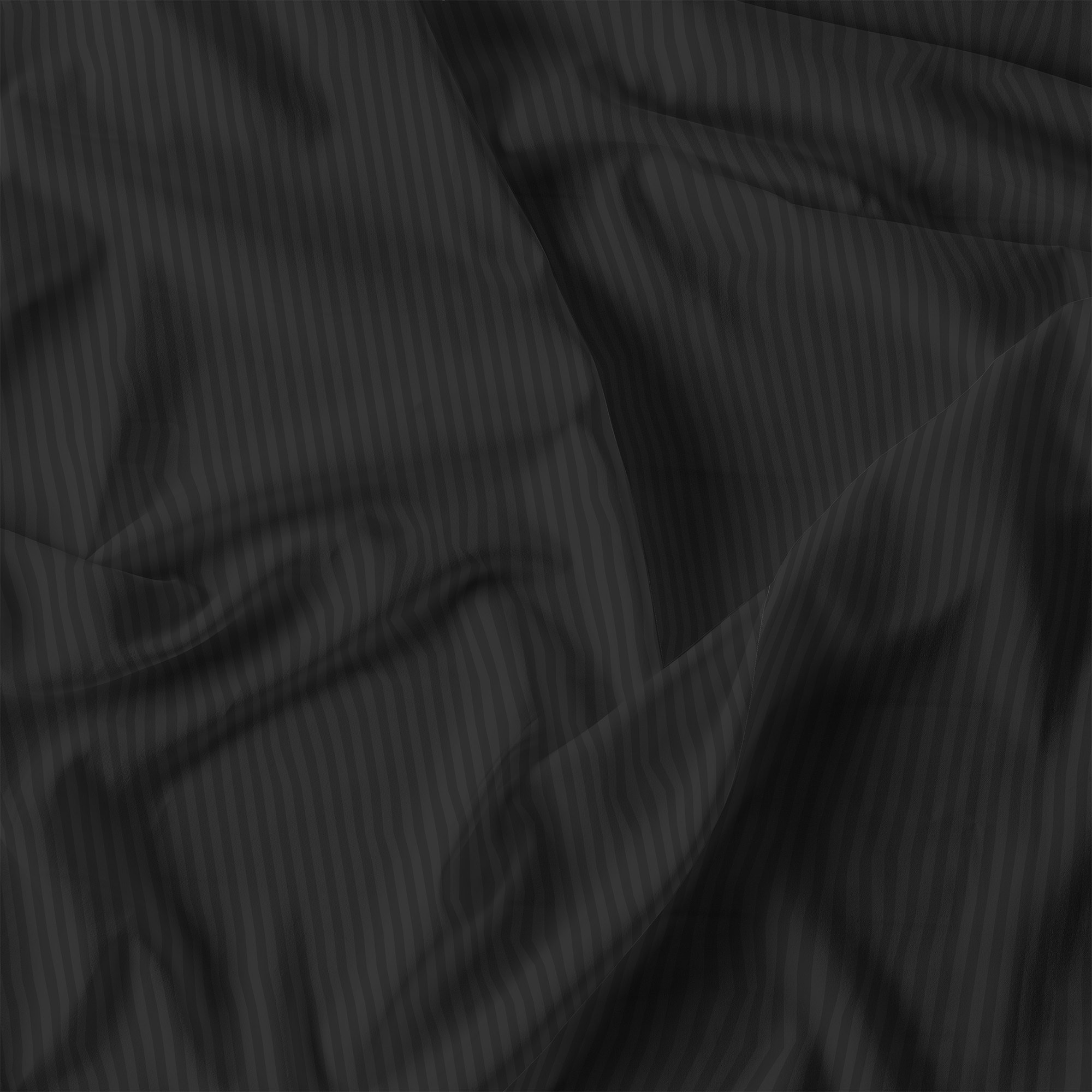 COMPLETO LETTO SATIN STRIPES, 100% Raso di Poliestere, Tinta Unita, Made in Italy - NERO