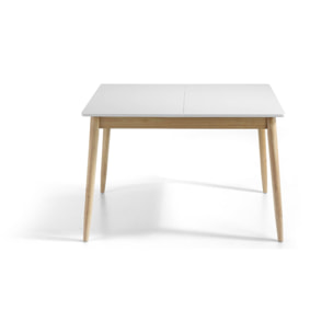 Mesa comedor extensible LUCON - blanco mate y roble