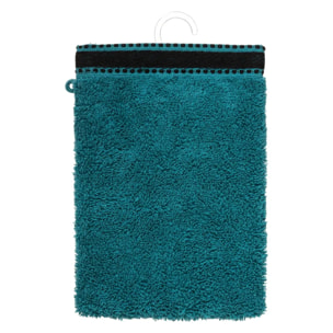 Lot de 2 gants de toilette "Joia" - coton 550 gr/m² - bleu canard 15x21 cm