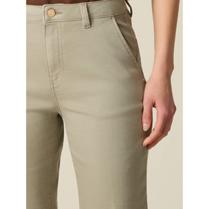 Oltre - Pantaloni cropped in drill misto cotone - Verde