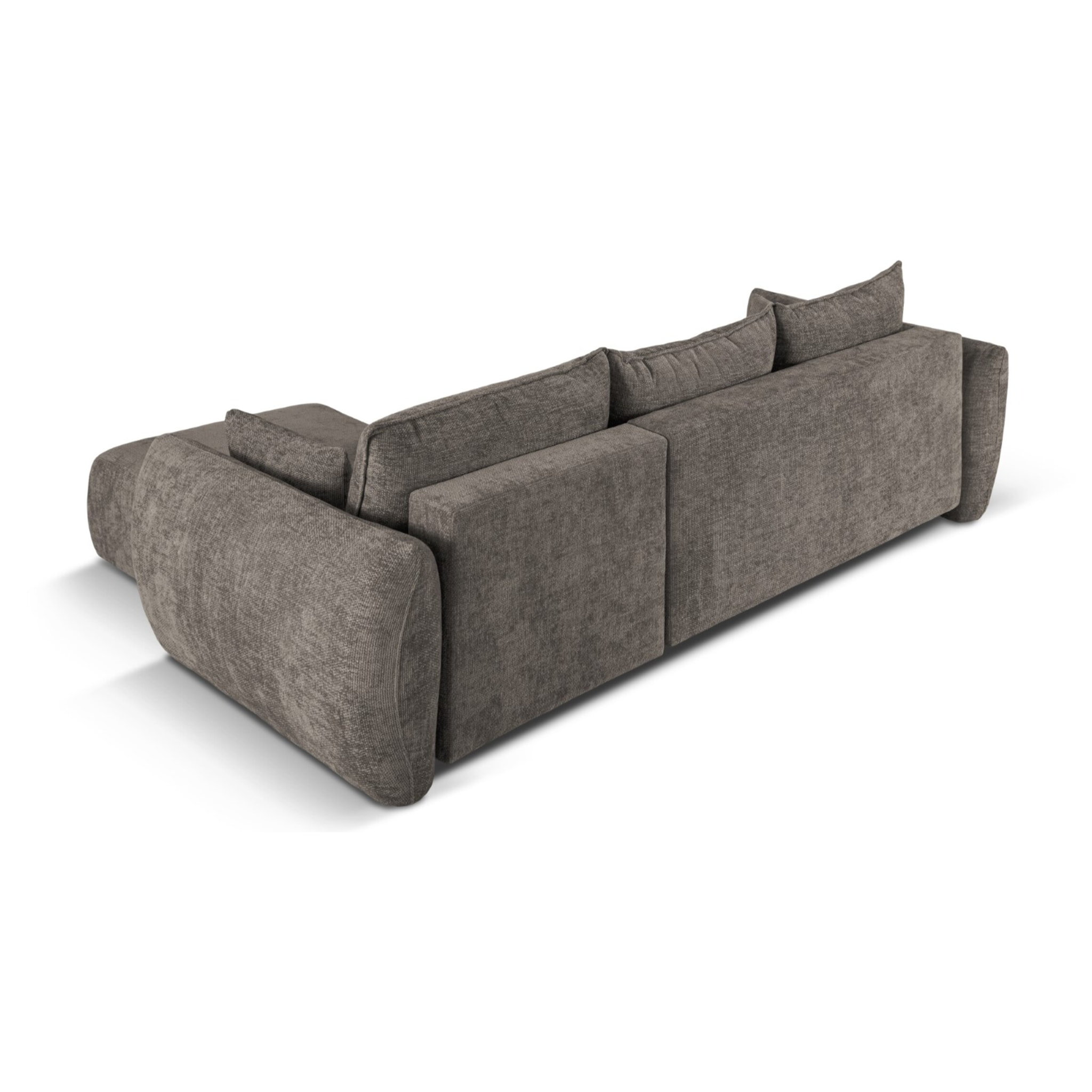 Canapé d'angle droit convertible avec coffre de rangement "Matera" 4 places en chenille gris