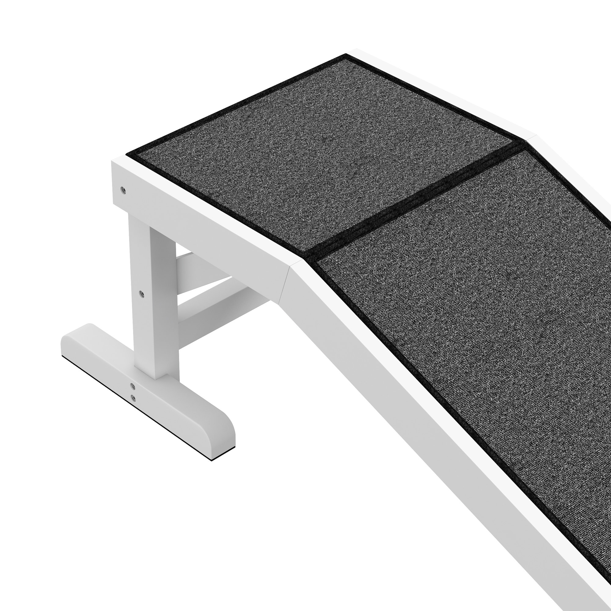 Rampa para Perros de Madera Rampa para Mascotas para Cama/Sofá con Alfombra Antideslizante para Perros Pequeños Medianos y Grandes 125x40x35,5 cm Blanco y Gris