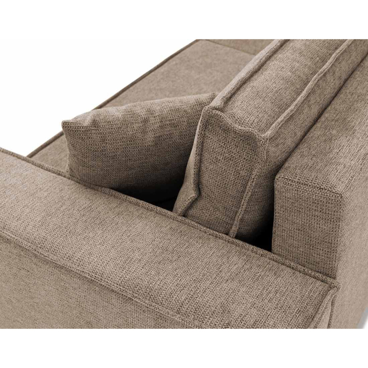 Cezanne - Canapé droit 3 places convertible avec coffre en tissu texturé - Marron