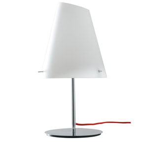 Lampada da tavolo ERMES in vetro bianco con cavo in tessuto rosso 44 cm.