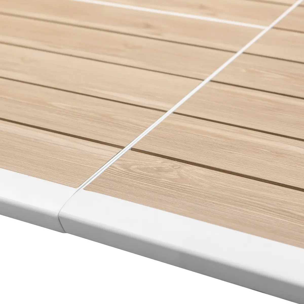 Table de jardin extensible "Pavane" lin & blanc 12 places en aluminium traité époxy