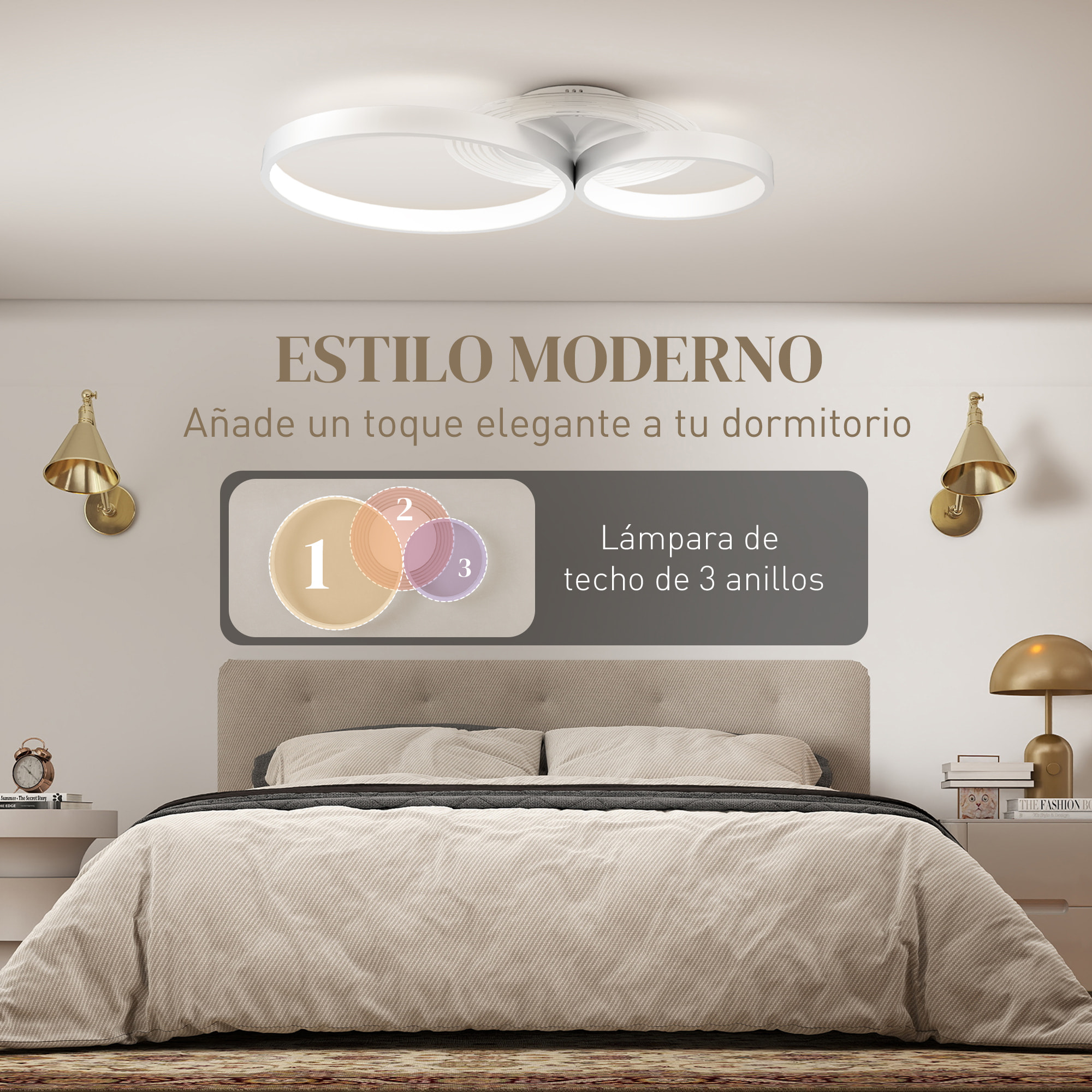 Lámpara de Techo LED 40W Plafón LED Techo Moderno 3000 K/4000 K/6500 K para Dormitorio Salón Cocina Comedor Blanco
