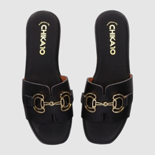 Sandalias de Piel - Negro - Tacón: 2 cm