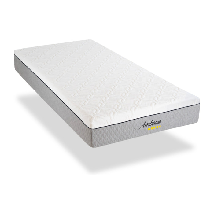 Matelas Amboise, Soutien Ferme, 24 cm, Mémoire de Forme & Mousse Haute Densité, Fabrication Française, Déhoussable