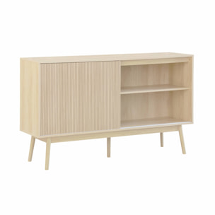 Buffet de rangement décor bois naturel. Linear. deux portes. deux étagères. buffet haut. vaisselier.  L 150 x P 39.5 x H 90cm