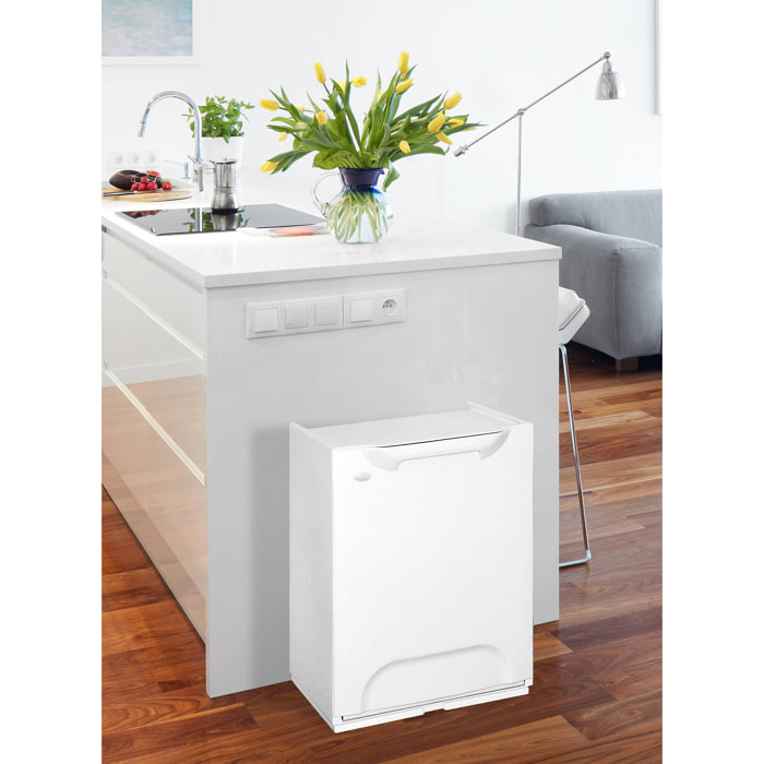 Pattumiera Dorothy, Cestino portarifiuti, Bidone per raccolta differenziata, Cestino spazzatura, 100% Made in Italy, 34x29h47 cm, Bianco