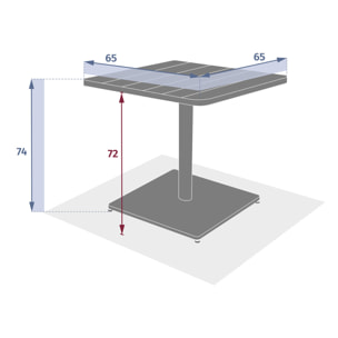 Table de jardin carrée "Phuket" ambre en acier traité en époxy