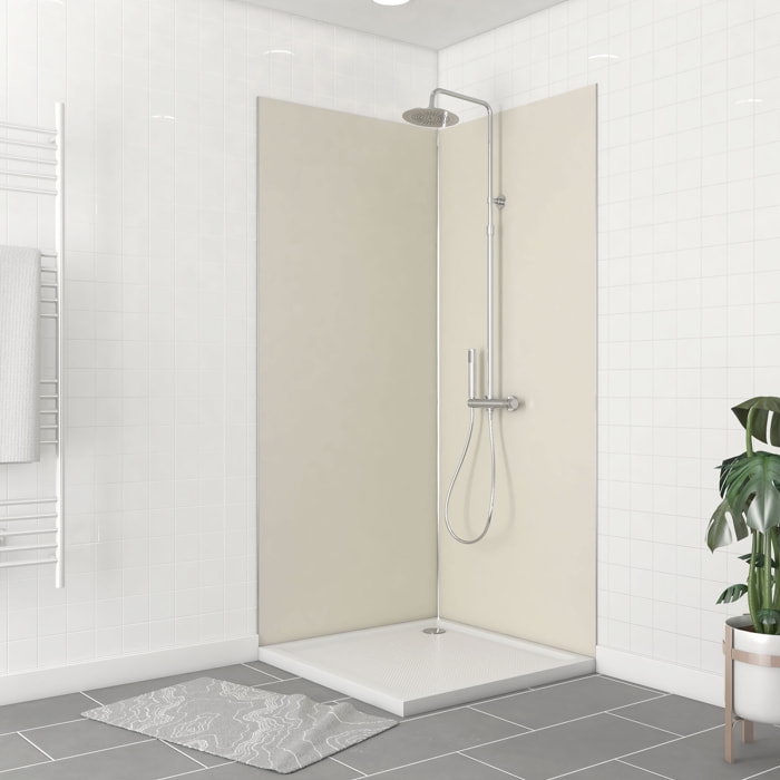 Pack 2 Panneaux muraux Ivoire 90x210cm avec Profilés Chrome - WALL'IT