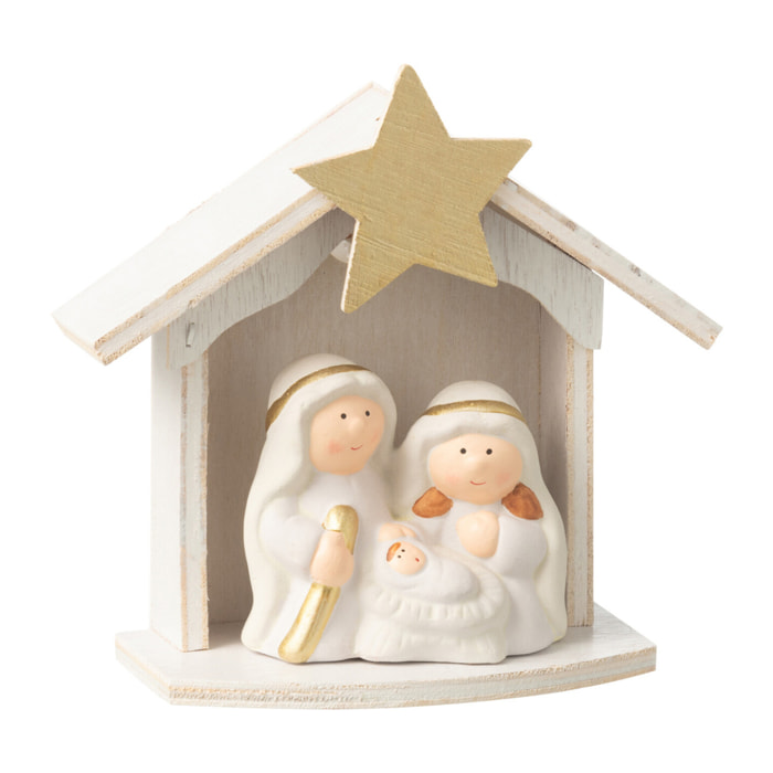 J-Line crèche - porcelaine - blanc/or - small - LED