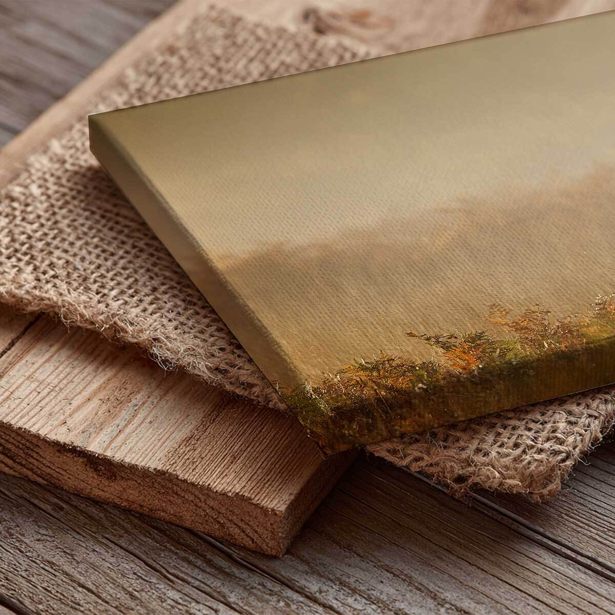 Tableau panoramique cerf majestueux dans la brume Toile imprimée