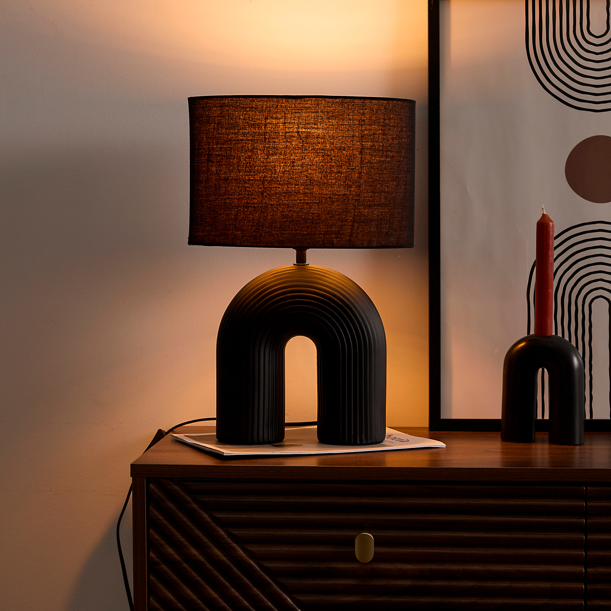 Lampe Archi Ceramique Noir