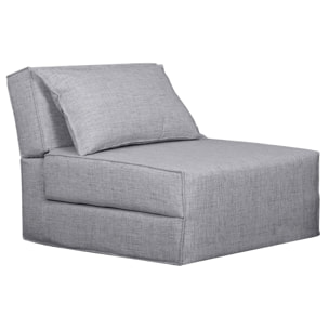 Chauffeuse 1 place convertible en tissu gris clair VICTOR