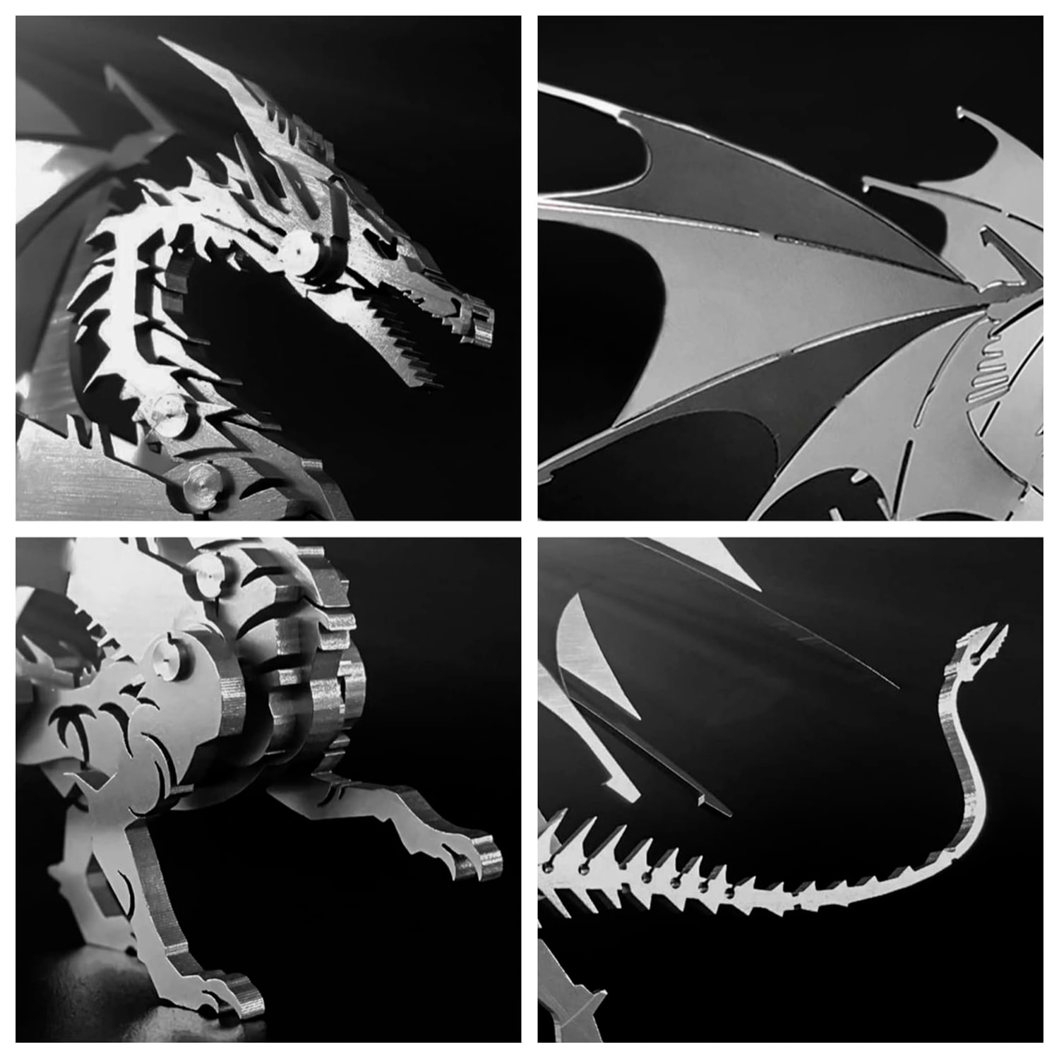 Maqueta 3D de acero inoxidable. Modelo Dragón.