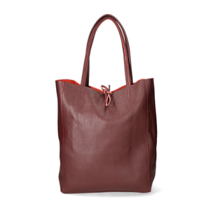 Chicca Borse - Borsa a Spalla Shopper Donna in Vera Pelle - Colore Bordeaux