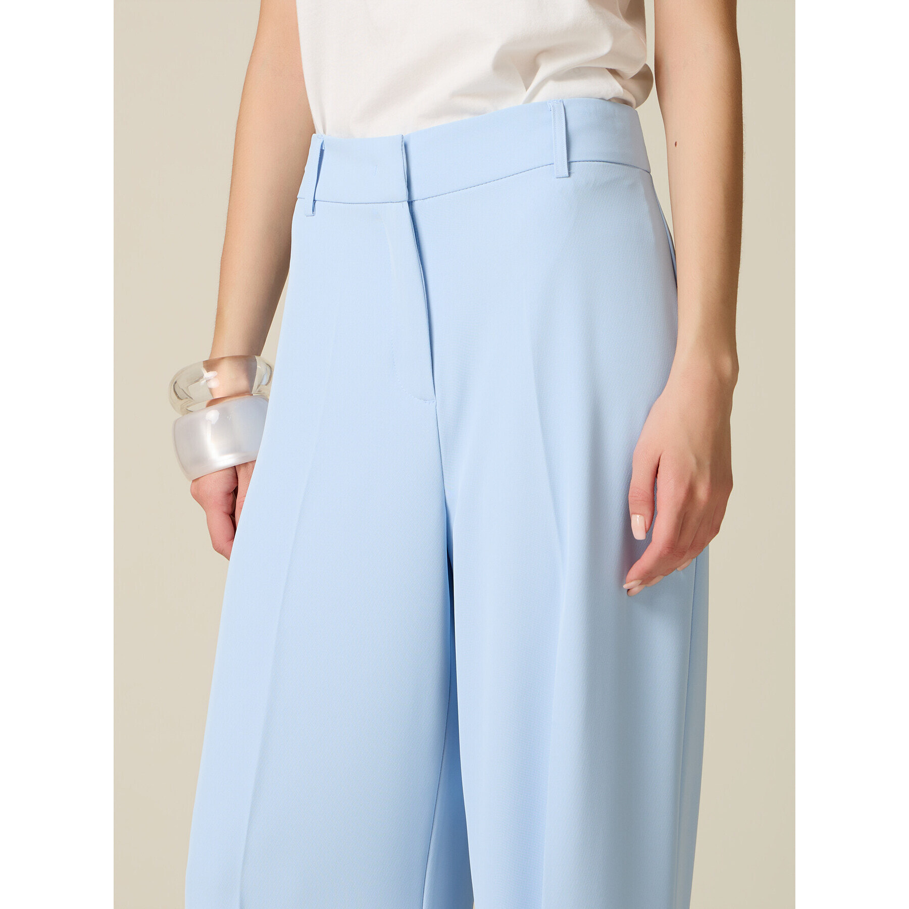 Oltre - Pantaloni palazzo in tessuto fluido - Azzurro