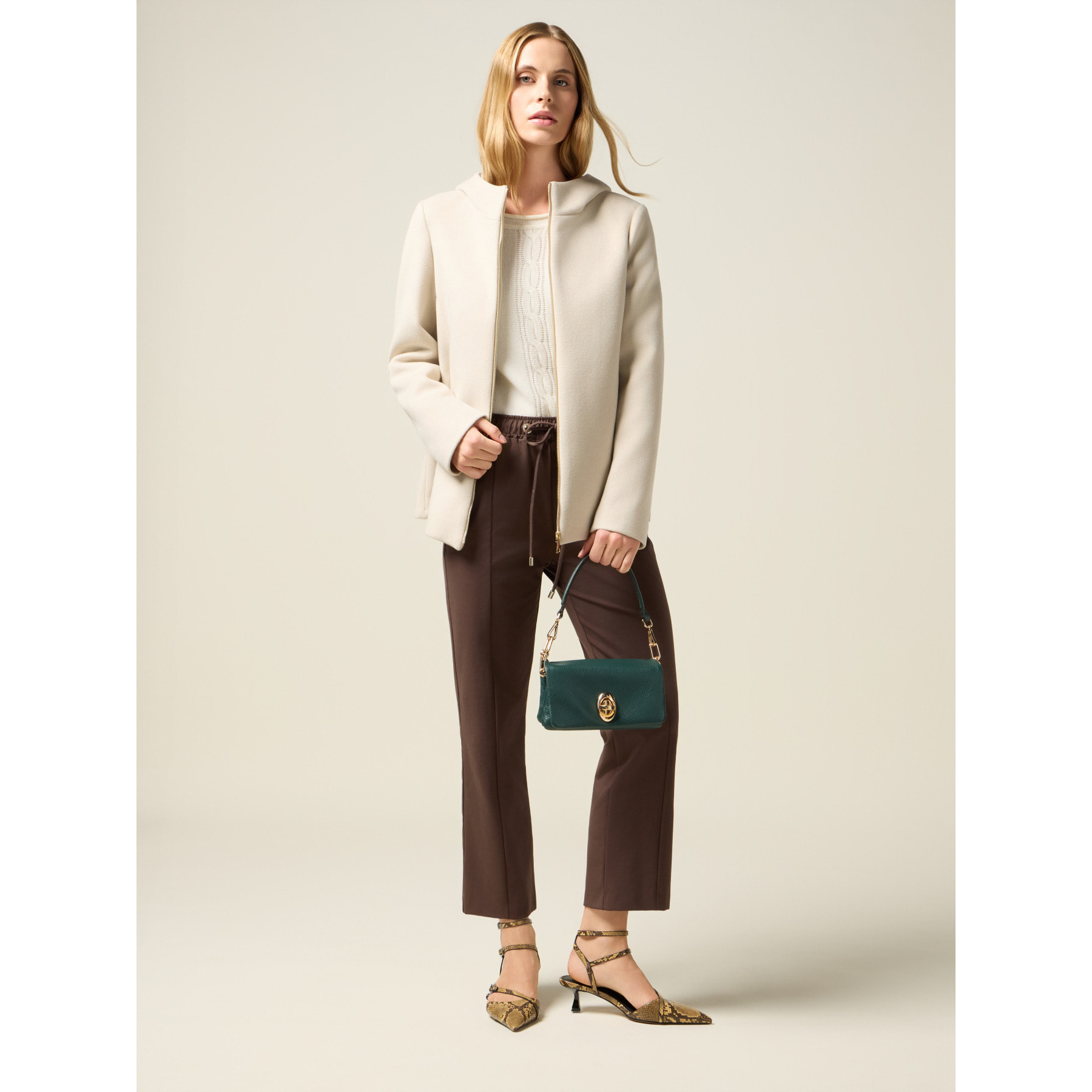 Oltre - Joggers in punto milano - Marrone