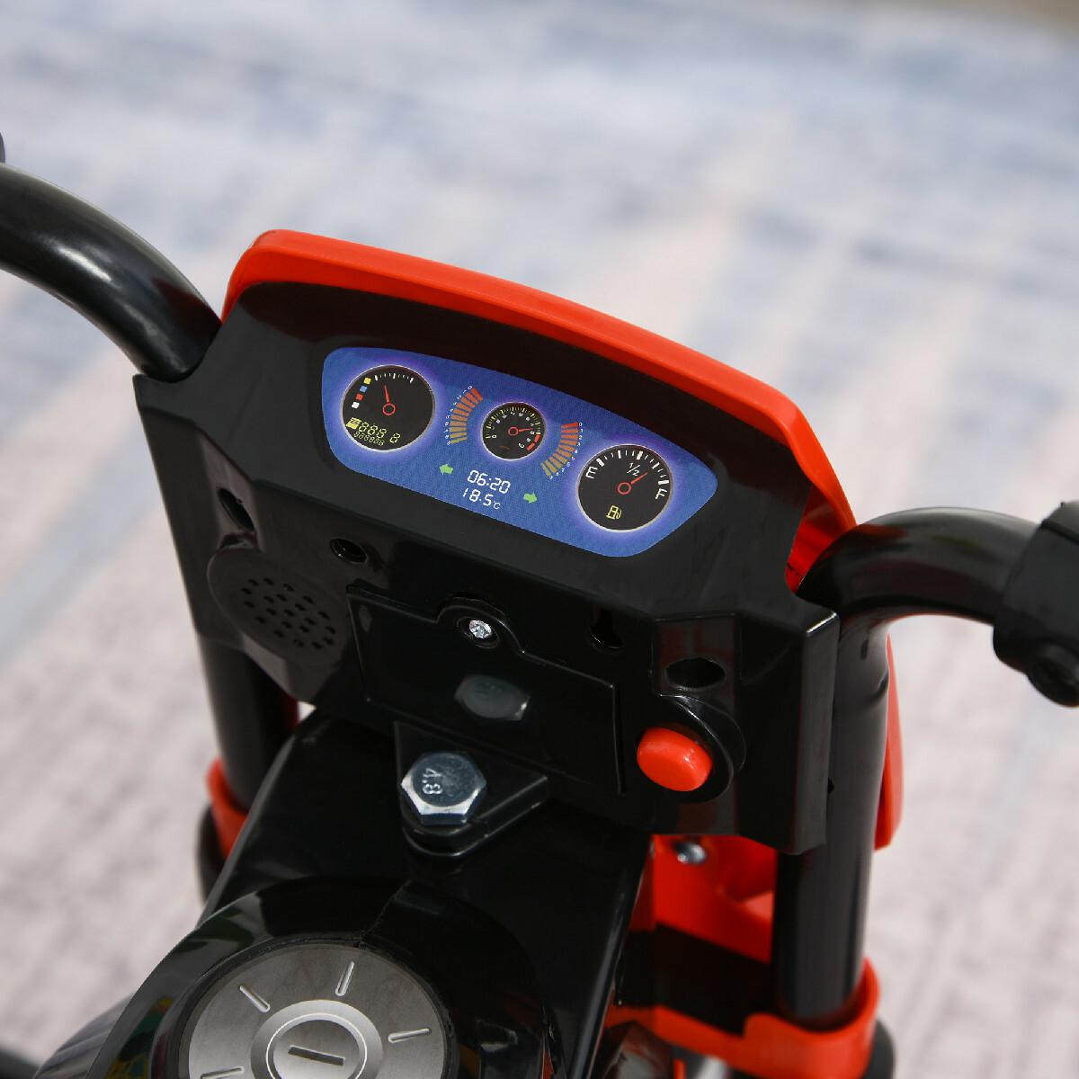 Tricycle enfants moto cross effets musicaux et lumineux coffre rangement rouge