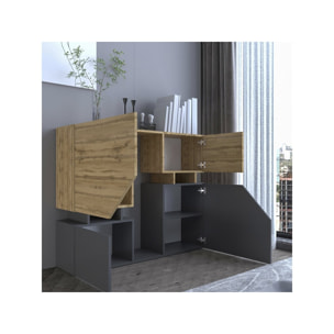 Buffet Haut "Ceelias"-120 x 35 x 100 cm - Gris/Marron