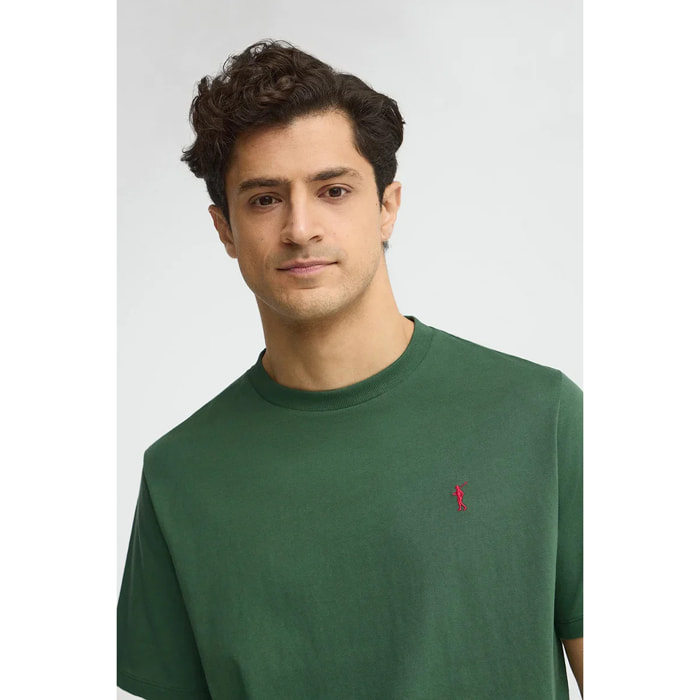 Maglietta verde bottiglia a maniche corte e ricamo Rigby Go