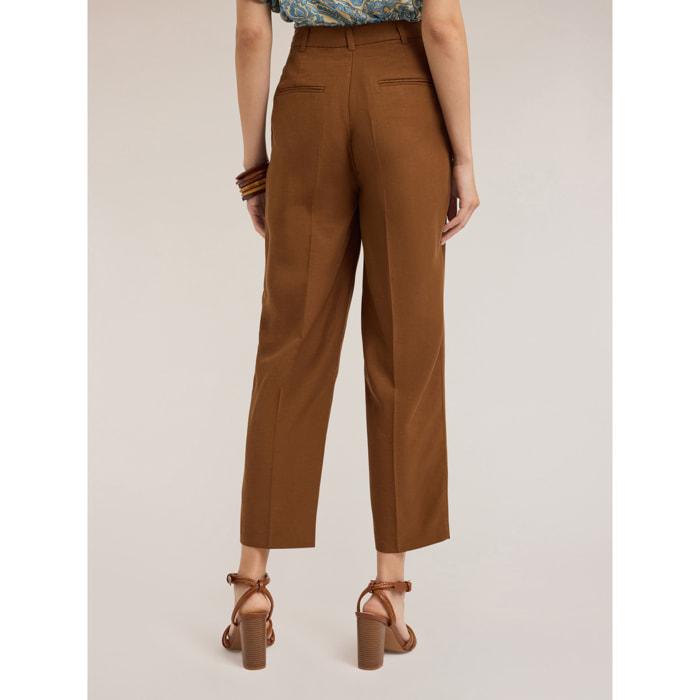 Motivi - Pantalones regular mezcla lyocell - Marrón