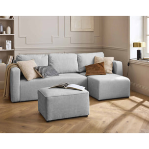 Canopy - canapé d'angle réversible - 4 places - convertible avec coffre - en tissu texturé - Gris clair