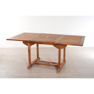 HANNA - Table de jardin 4/6 personnes - rectangulaire extensible 120/180 x 90 cm en bois Teck huilé