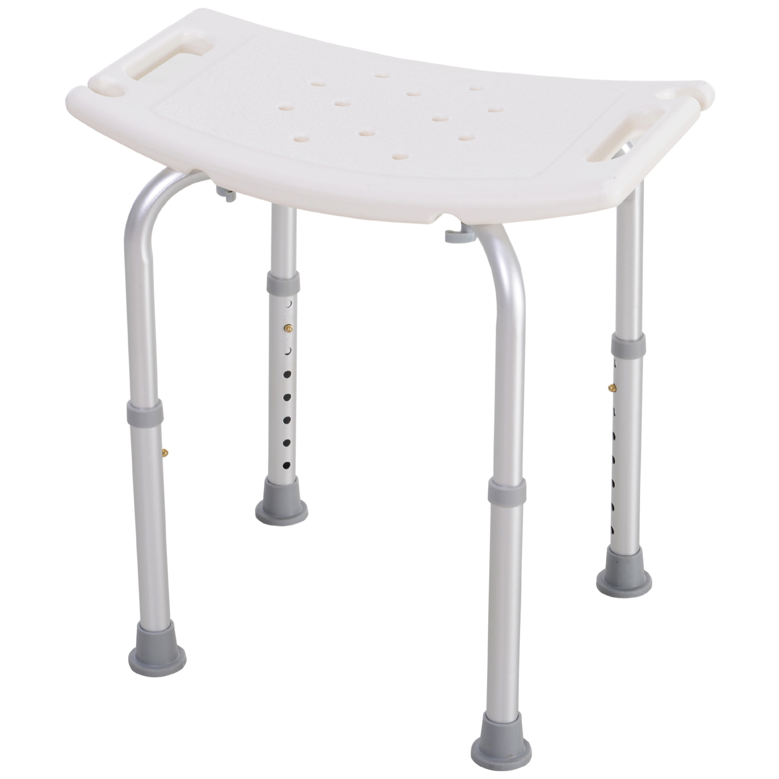 Siège de douche réglable en hauteur tabouret de douche ergonomique pieds antidérapants charge max. 136 Kg alu HDPE blanc