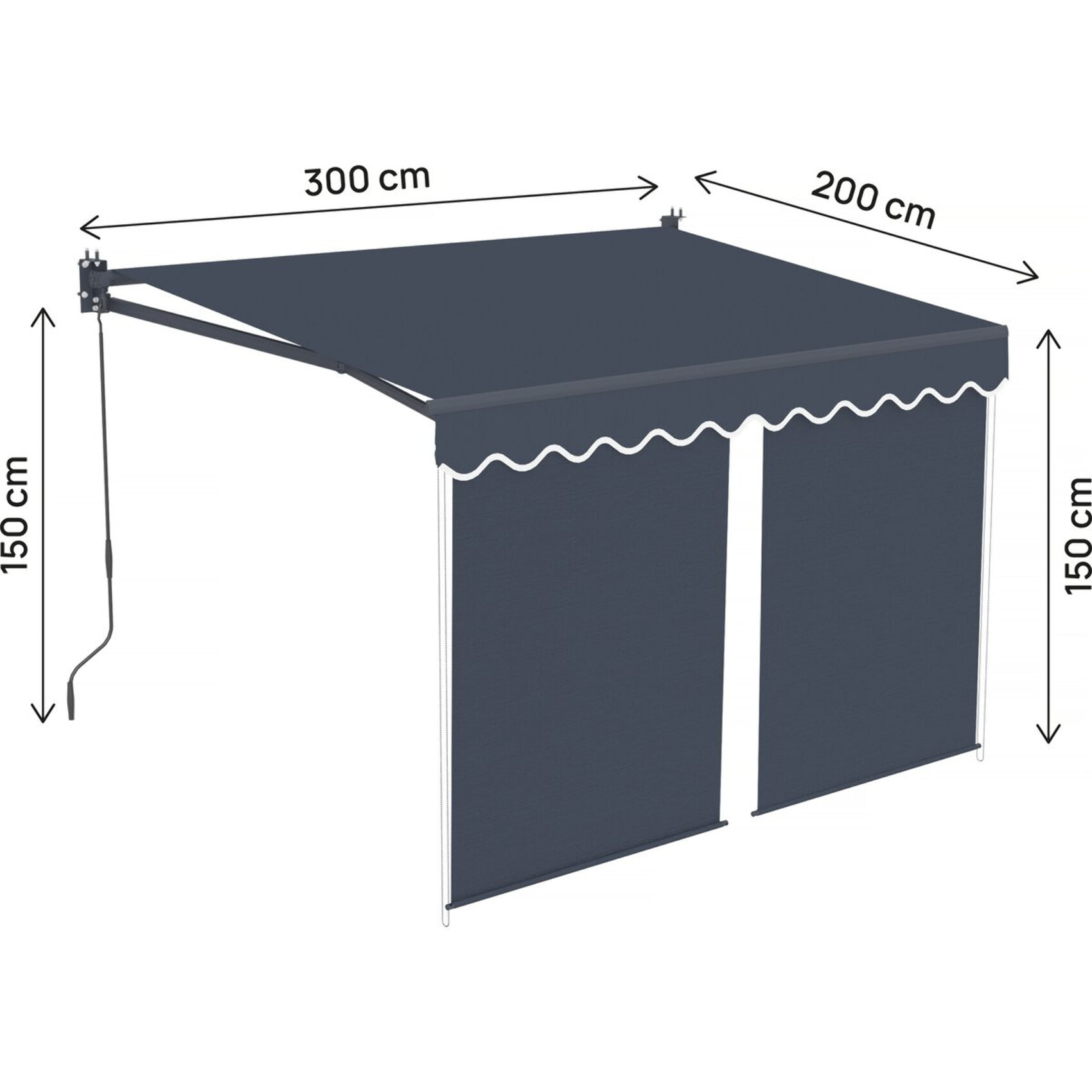 Store banne avec lambrequin en aluminium 2 x 3 m  "Shadow" - Gris anthracite